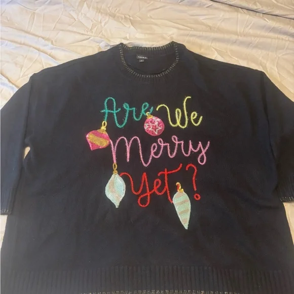 Torrid Black Sweater with Festive Embroidery Christmas Sweater - Picture 1 of 8